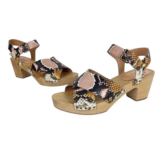 Madewell The Johanna Crisscross Sandal Snake Embossed Leather Sz 7.5 - Picture 4 of 11